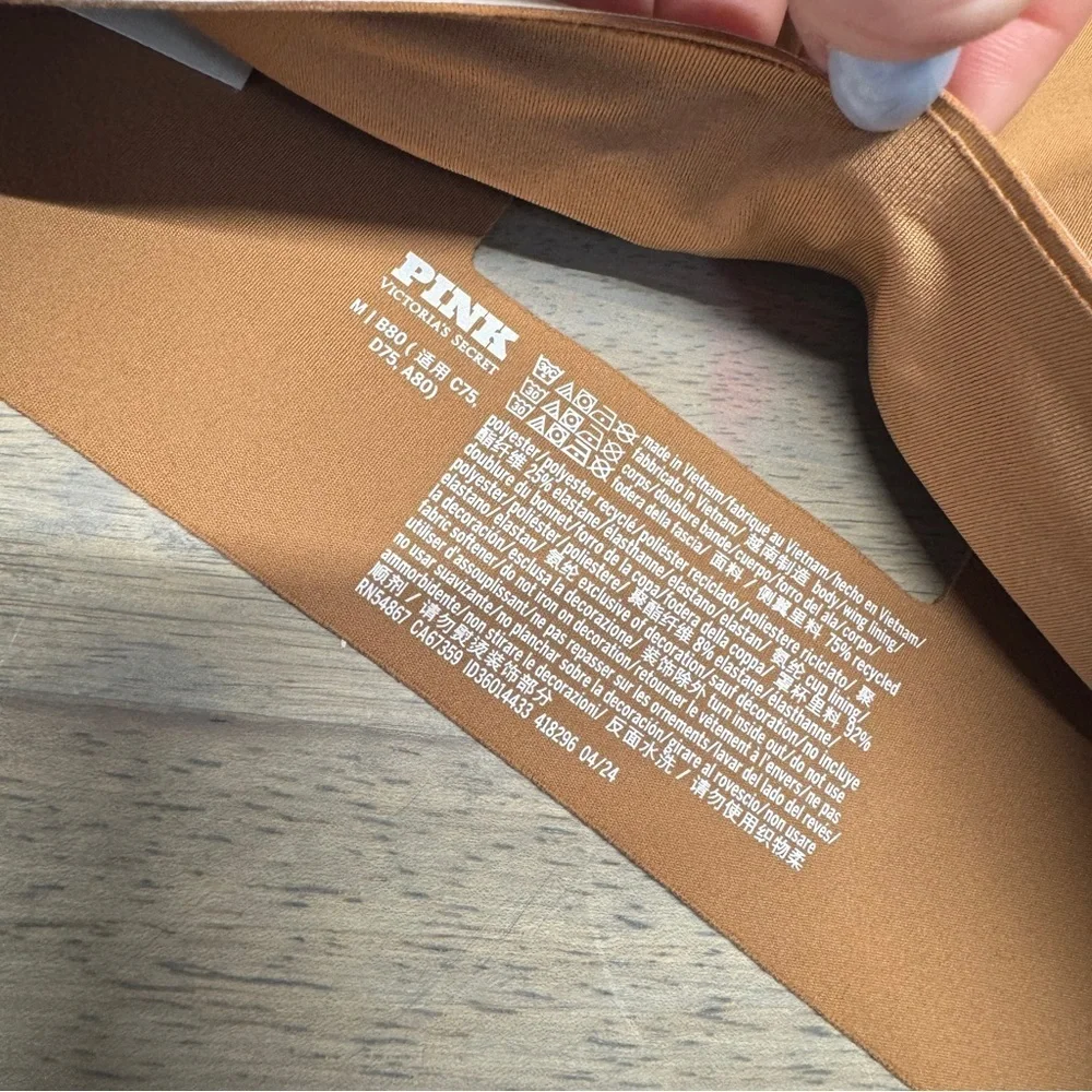 Victoria’s Secret PINK Brown Relay Logo High Neck Sports Bra Medium New with tag - Picture 6 of 9